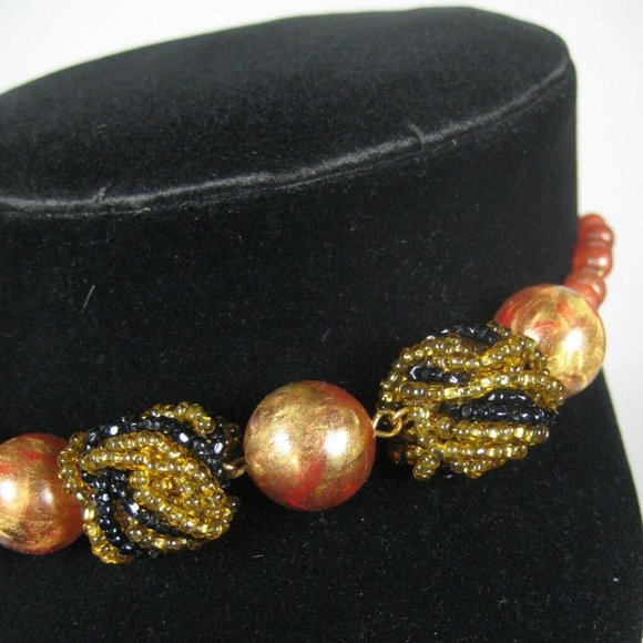 Kramer Signed Set 3 Necklace Clip On Earrings 15 In VTG 60s 50s Beaded Goldtone - Picture 5 of 12